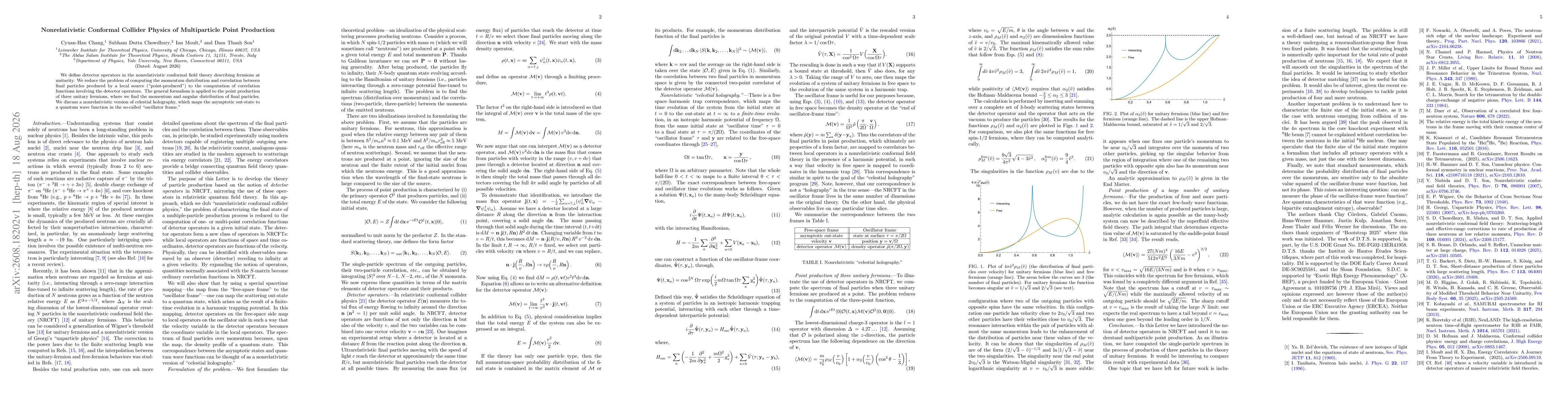 Thumbnail for Nonrelativistic Conformal Collider Physics of Multiparticle Point Production