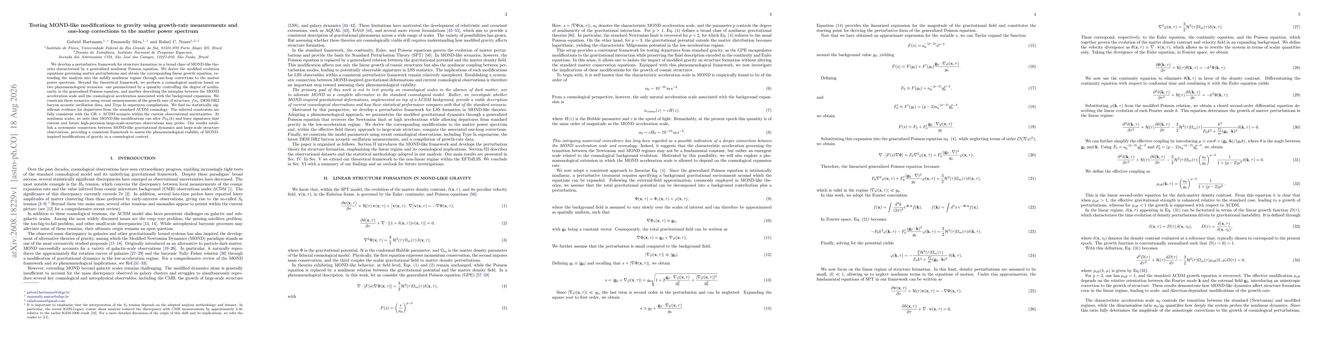 Thumbnail for Testing MOND-like modifications to gravity using growth-rate measurements and one-loop corrections to the matter power spectrum