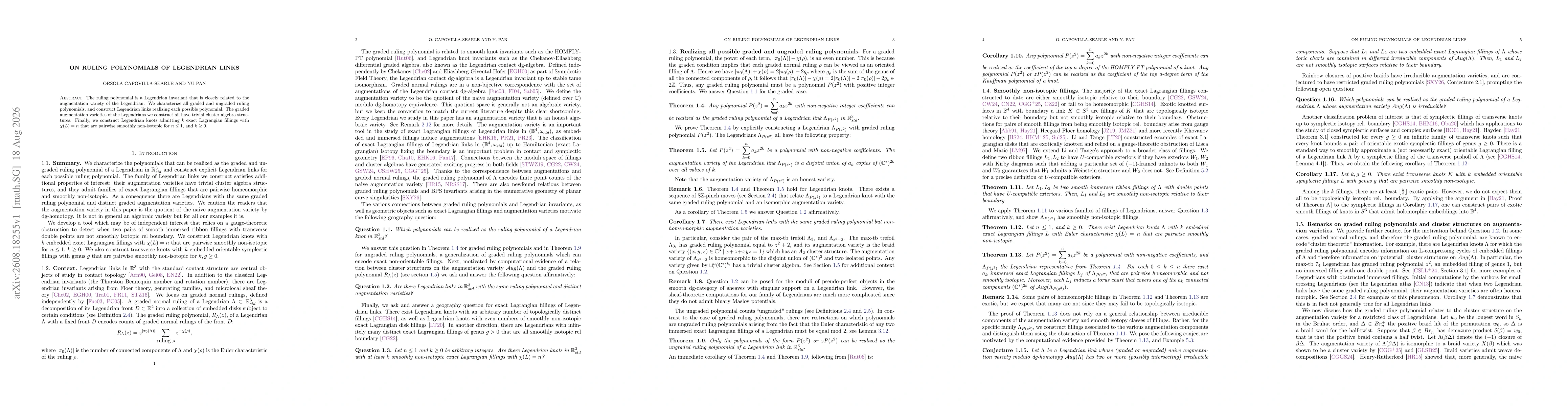 Thumbnail for On Ruling polynomials of Legendrian links