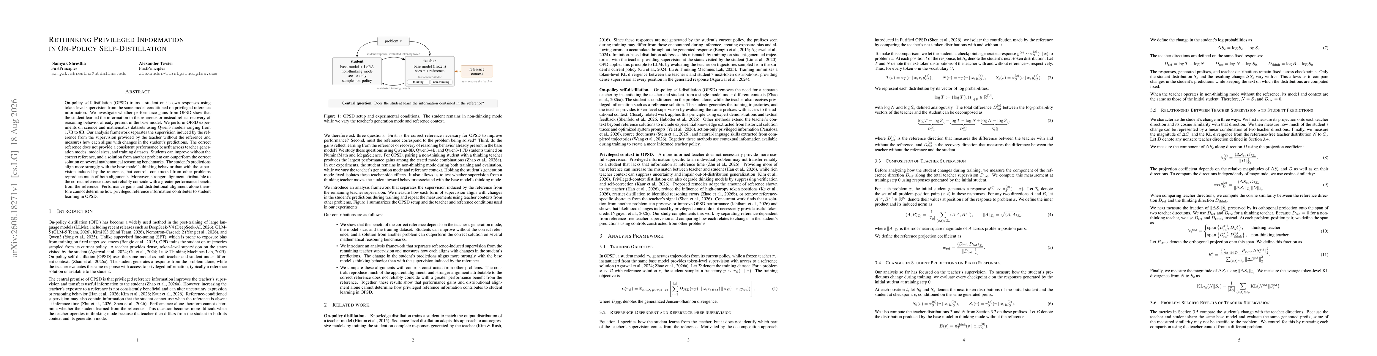 Thumbnail for Rethinking Privileged Information in On-Policy Self-Distillation