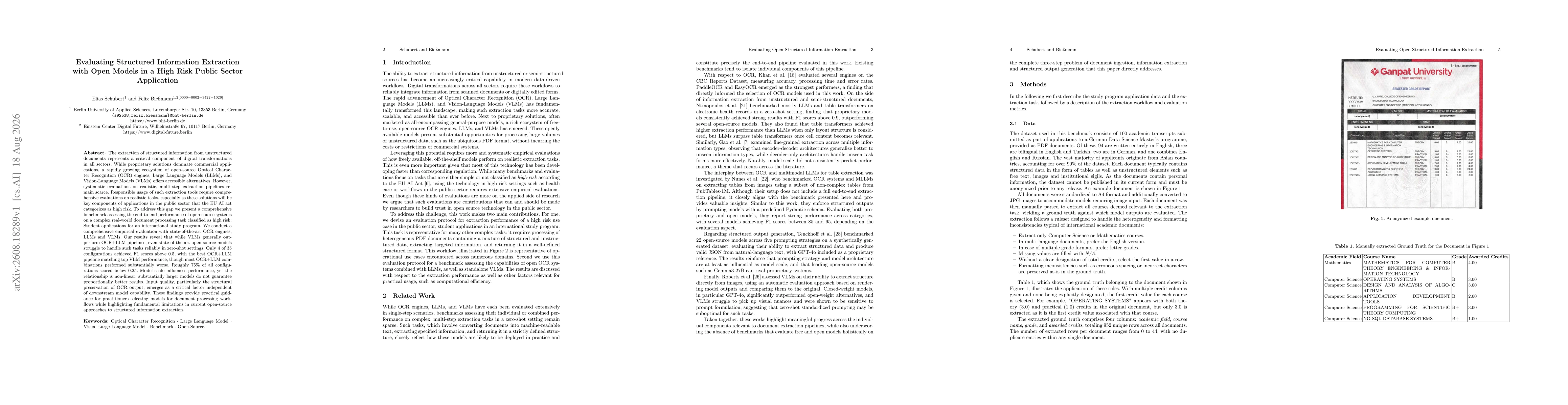 Thumbnail for Evaluating Structured Information Extraction with Open Models in a High Risk Public Sector Application