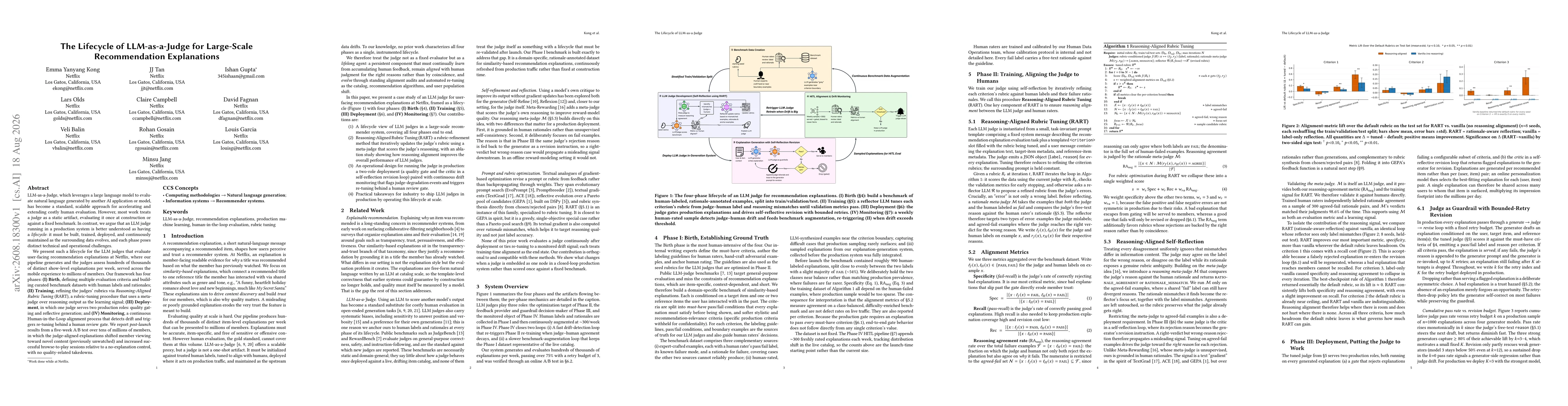 Thumbnail for The Lifecycle of LLM-as-a-Judge for Large-Scale Recommendation Explanations