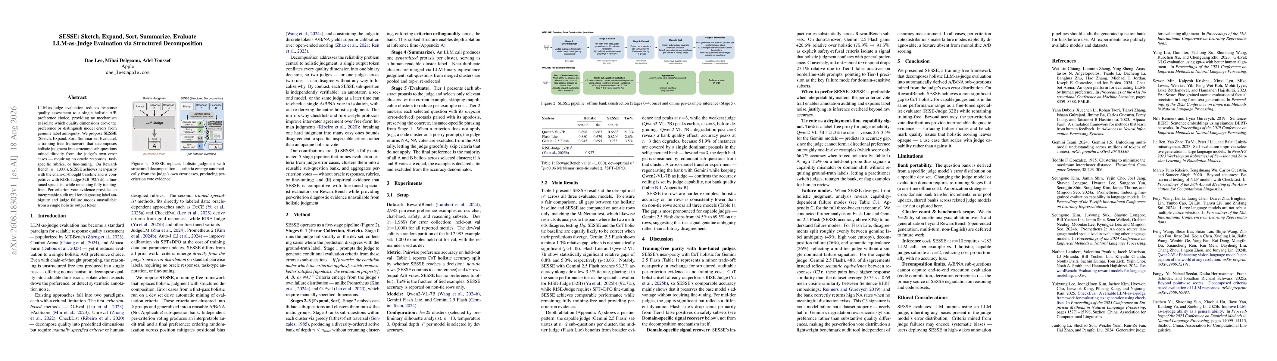 Thumbnail for SESSE: Sketch, Expand, Sort, Summarize, Evaluate -- LLM-as-Judge Evaluation via Structured Decomposition