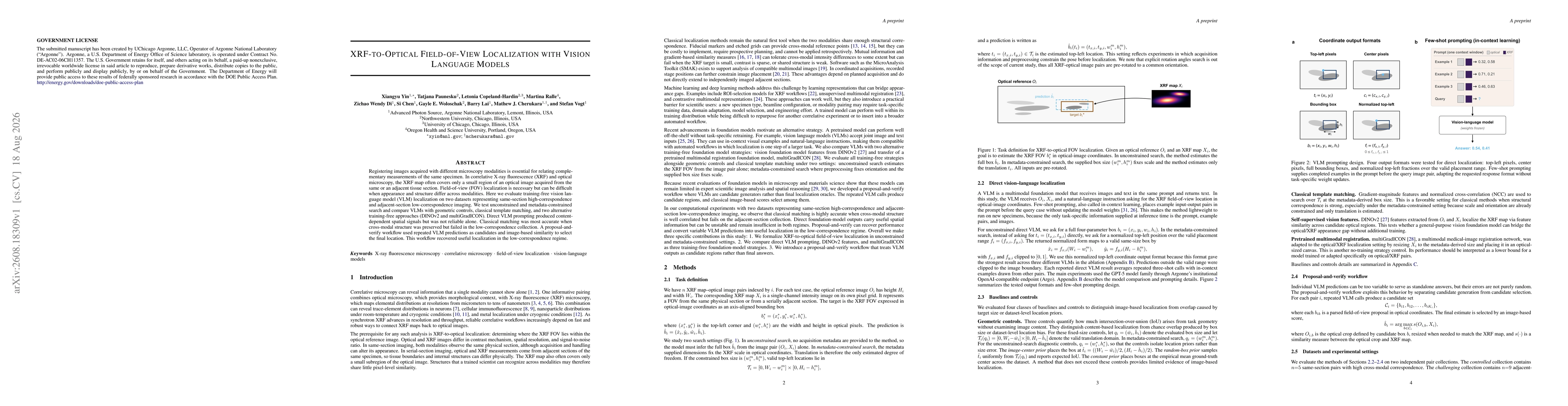 Thumbnail for XRF-to-Optical Field-of-View Localization with Vision Language Models