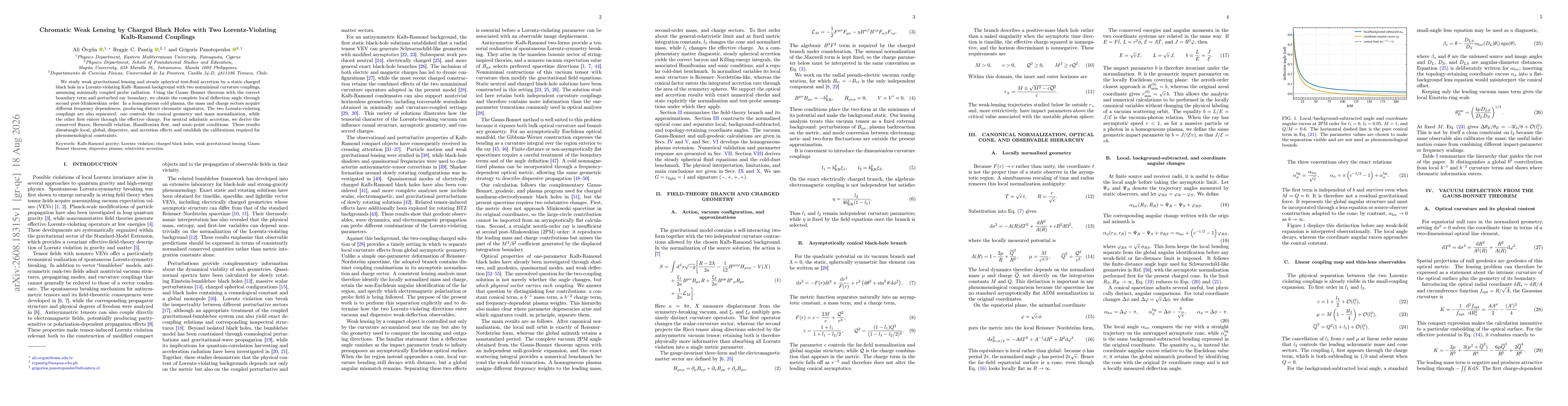 Thumbnail for Chromatic Weak Lensing by Charged Black Holes with Two Lorentz-Violating Kalb-Ramond Couplings
