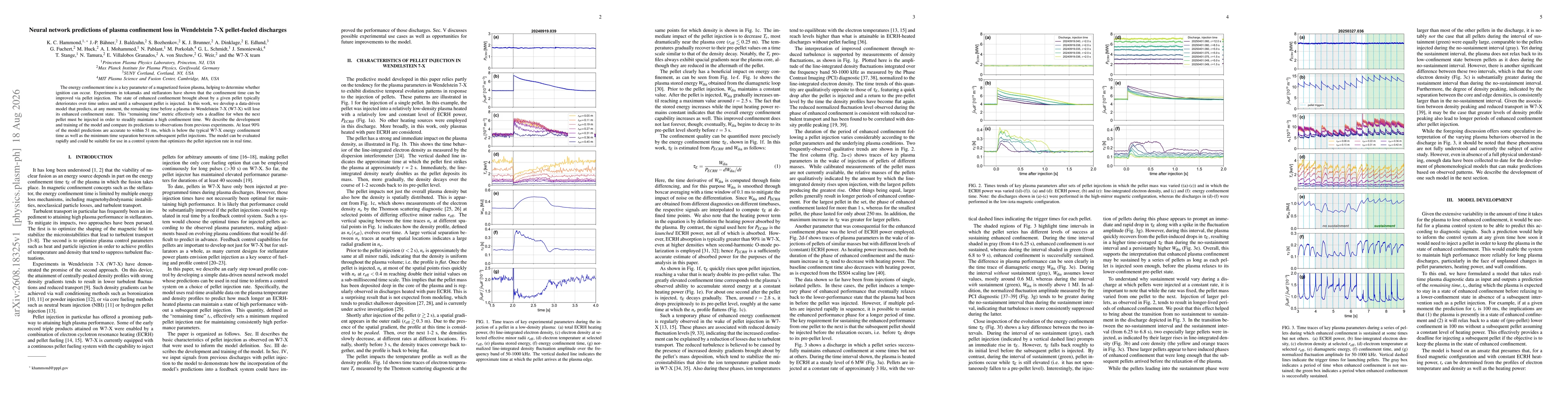 Thumbnail for Neural network predictions of plasma confinement loss in Wendelstein 7-X pellet-fueled discharges