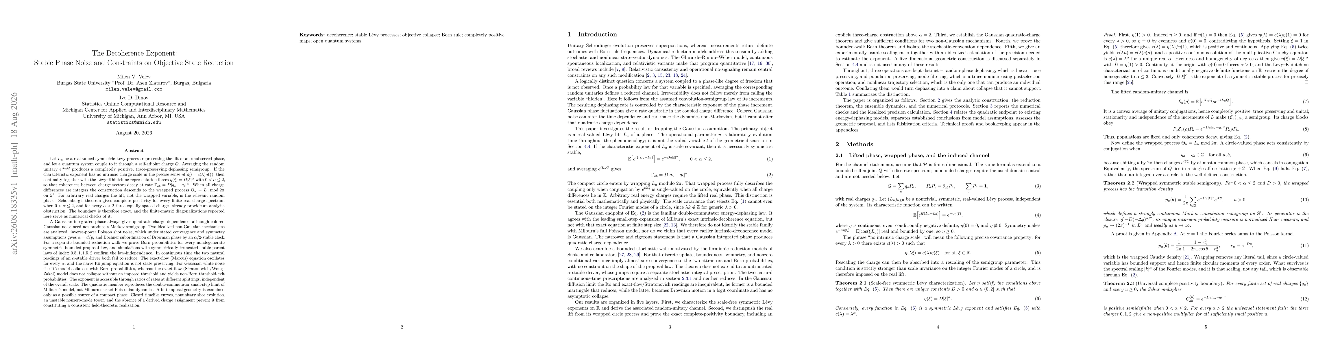 Thumbnail for The Decoherence Exponent: Stable Phase Noise and Constraints on Objective State Reduction
