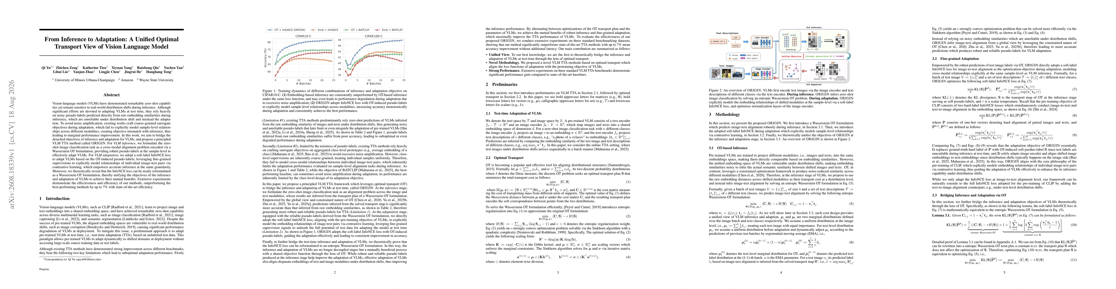 Thumbnail for From Inference to Adaptation: A Unified Optimal Transport View of Vision Language Model