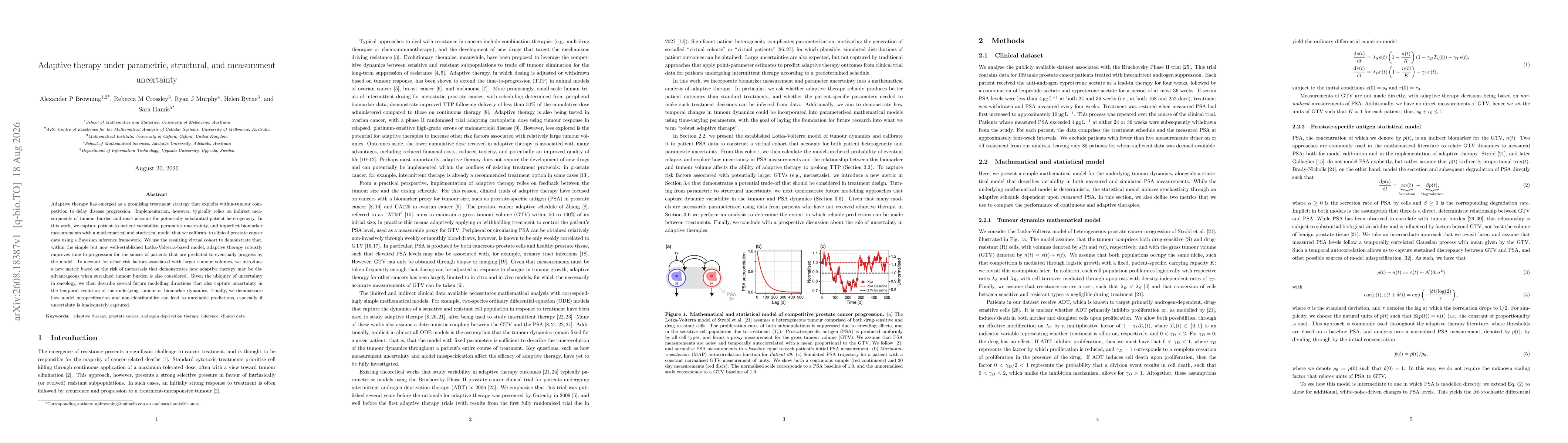 Thumbnail for Adaptive therapy under parametric, structural, and measurement uncertainty