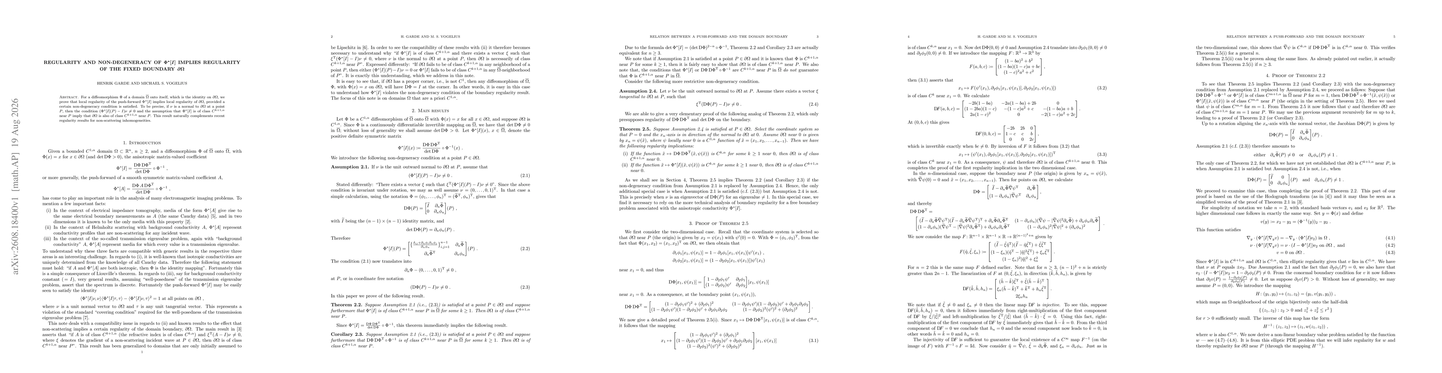 Thumbnail for Regularity and non-degeneracy of $Φ^*[I]$ implies regularity of the fixed boundary $\partialΩ$