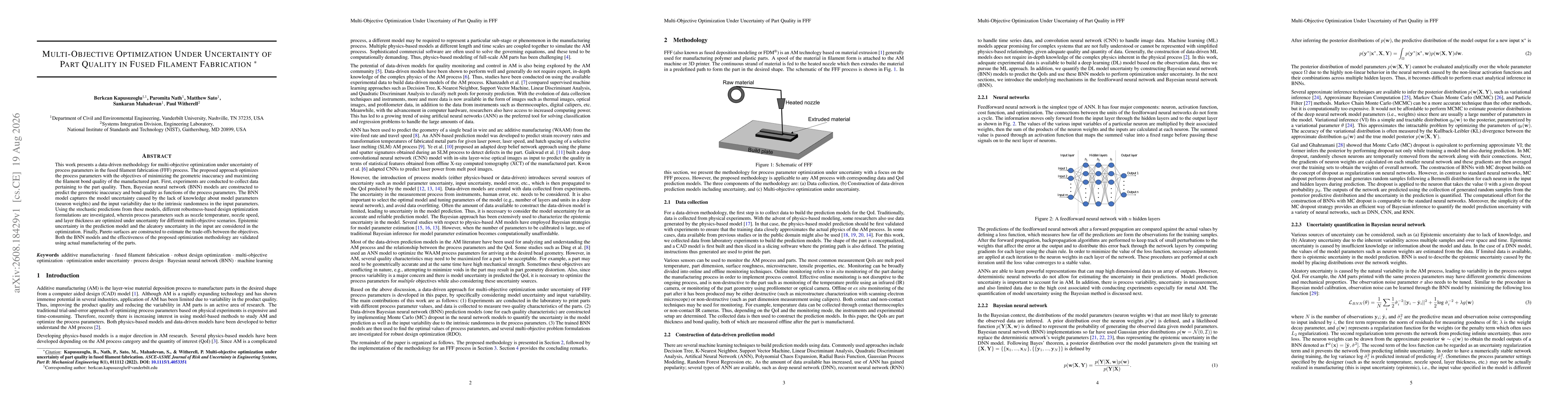 Thumbnail for Multi-Objective Optimization Under Uncertainty of Part Quality in Fused Filament Fabrication