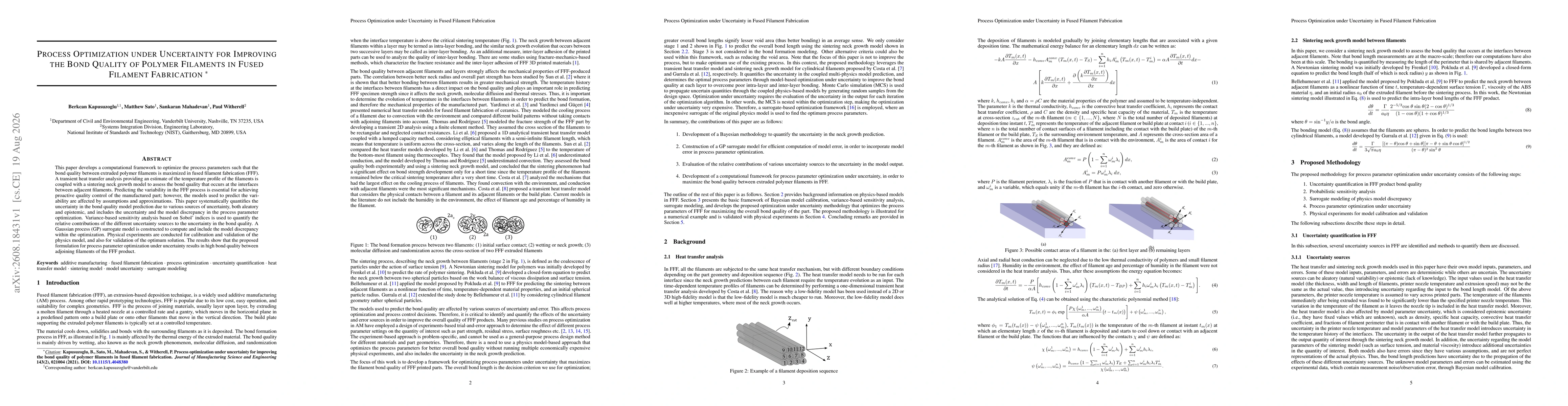 Thumbnail for Process Optimization Under Uncertainty for Improving the Bond Quality of Polymer Filaments in Fused Filament Fabrication