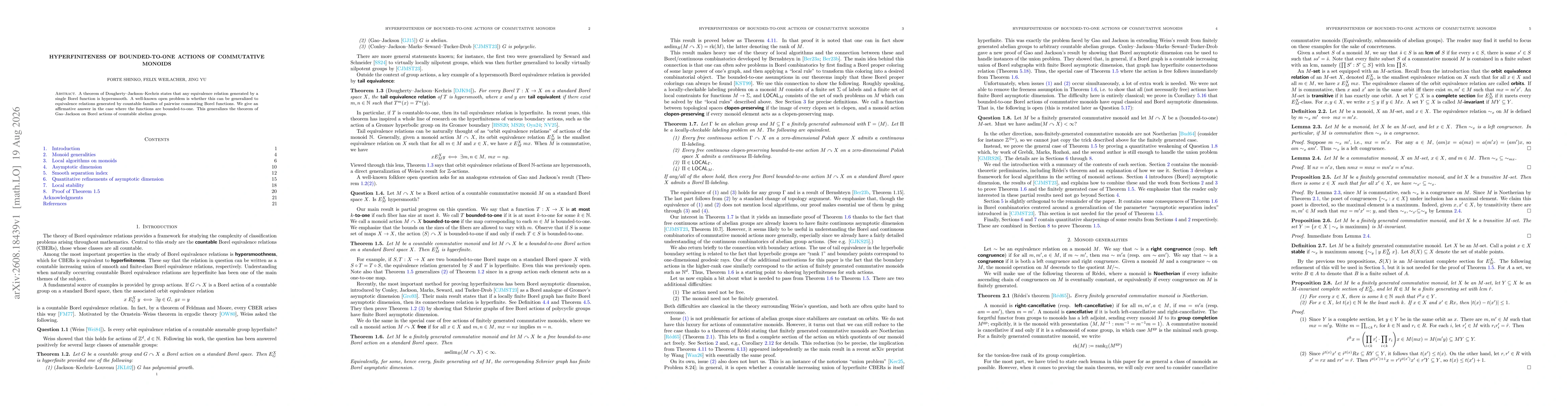 Thumbnail for Hyperfiniteness of bounded-to-one actions of commutative monoids