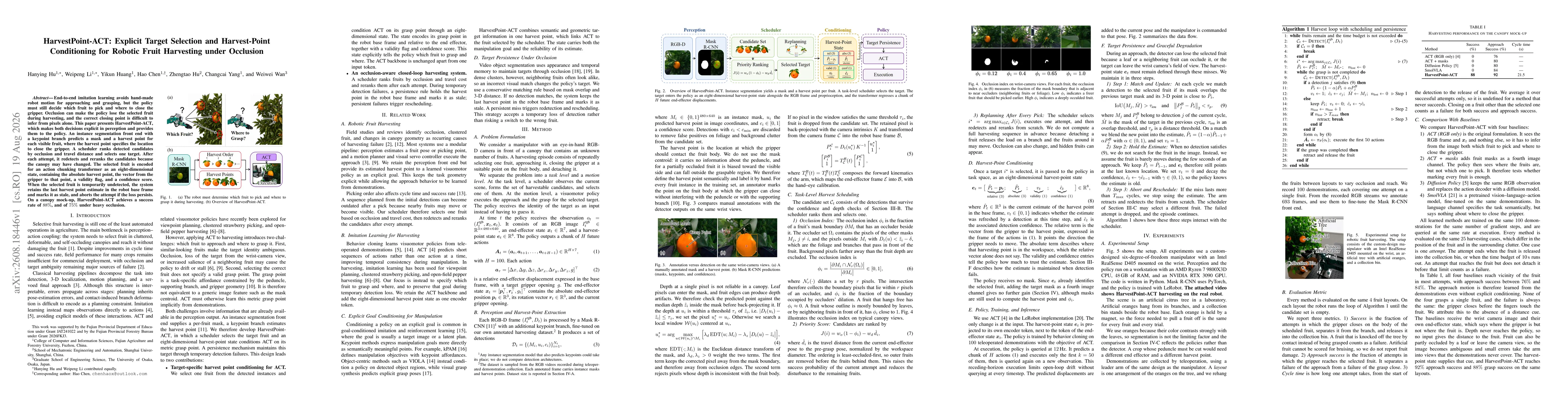 Thumbnail for HarvestPoint-ACT: Explicit Target Selection and Harvest-Point Conditioning for Robotic Fruit Harvesting under Occlusion