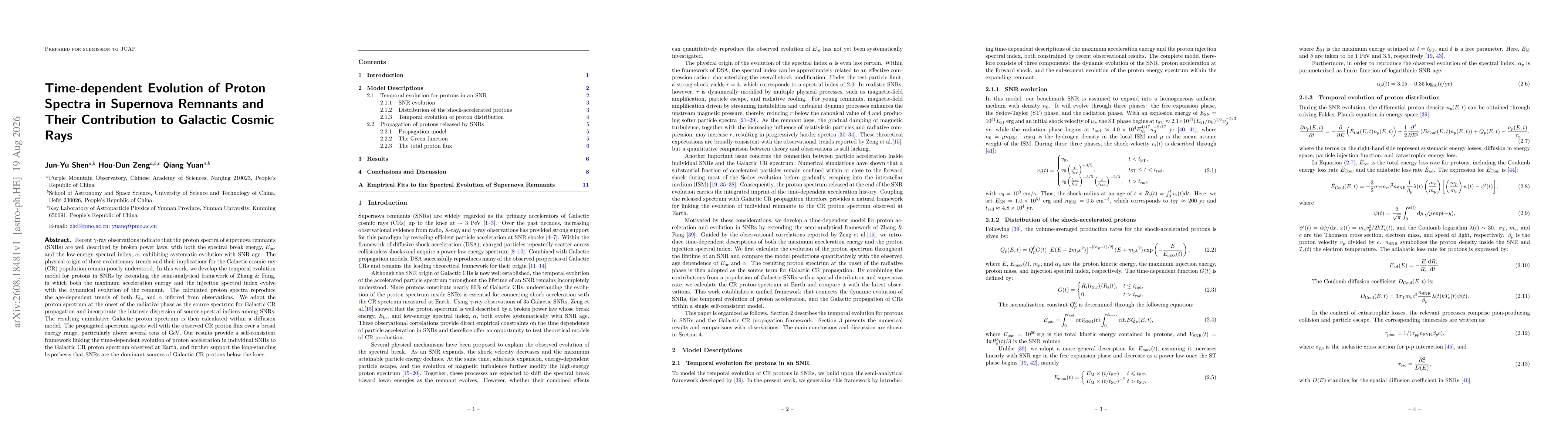 Thumbnail for Time-dependent Evolution of Proton Spectra in Supernova Remnants and Their Contribution to Galactic Cosmic Rays