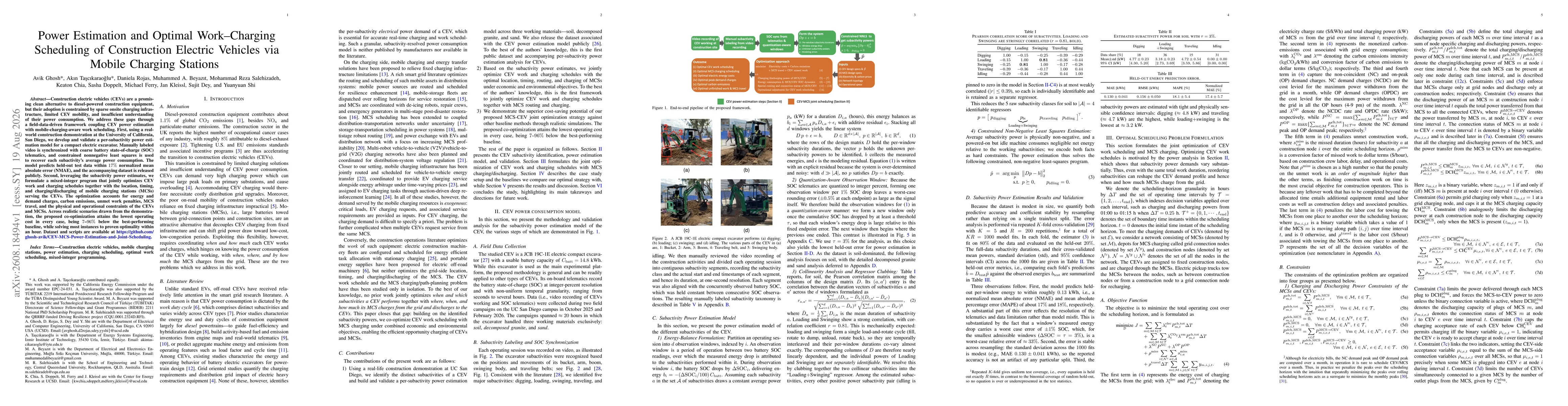 Thumbnail for Power Estimation and Optimal Work-Charging Scheduling of Construction Electric Vehicles via Mobile Charging Stations