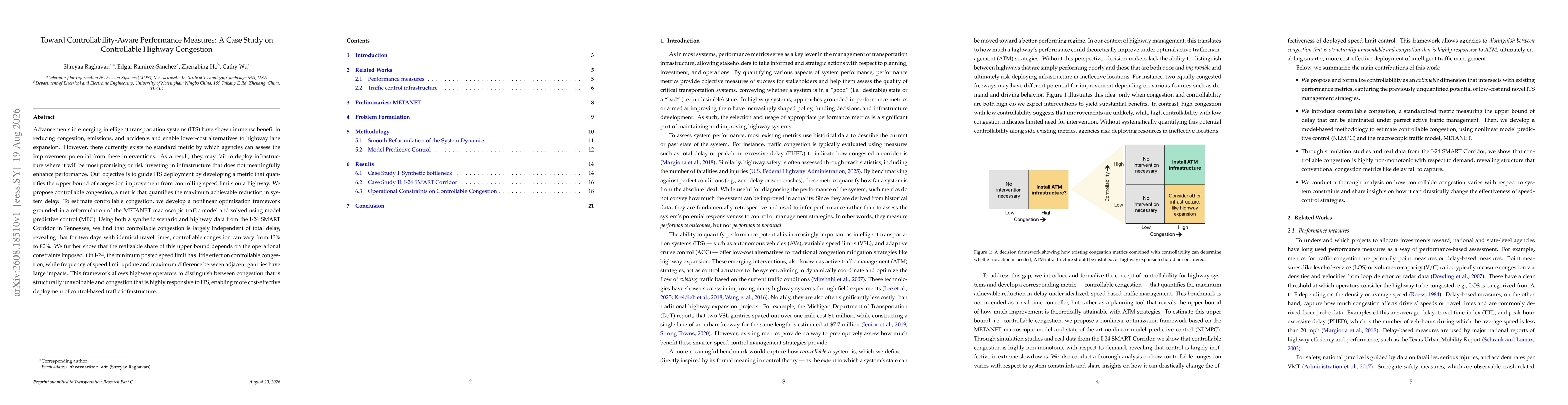 Thumbnail for Toward Controllability-Aware Performance Measures: A Case Study on Controllable Highway Congestion