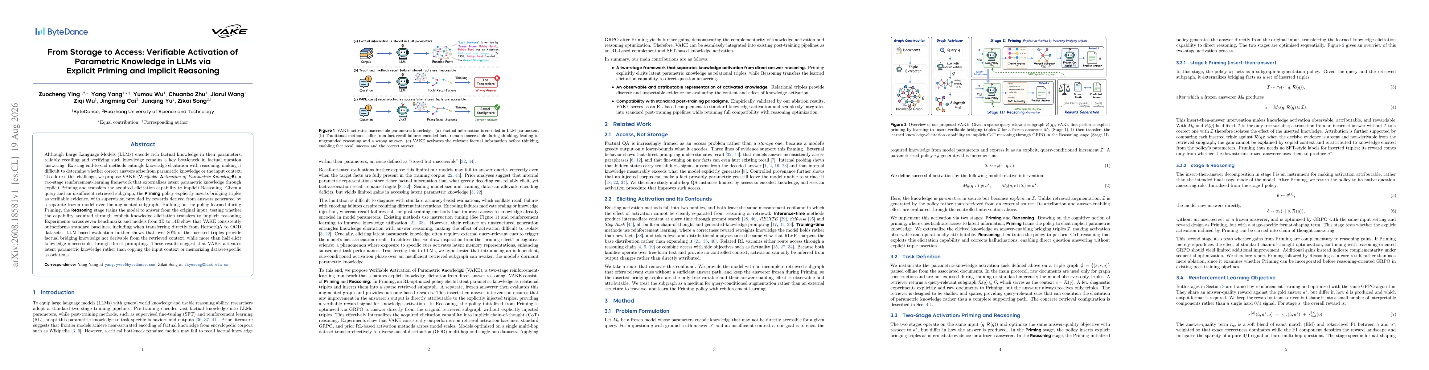 Thumbnail for From Storage to Access: Verifiable Activation of Parametric Knowledge in LLMs via Explicit Priming and Implicit Reasoning