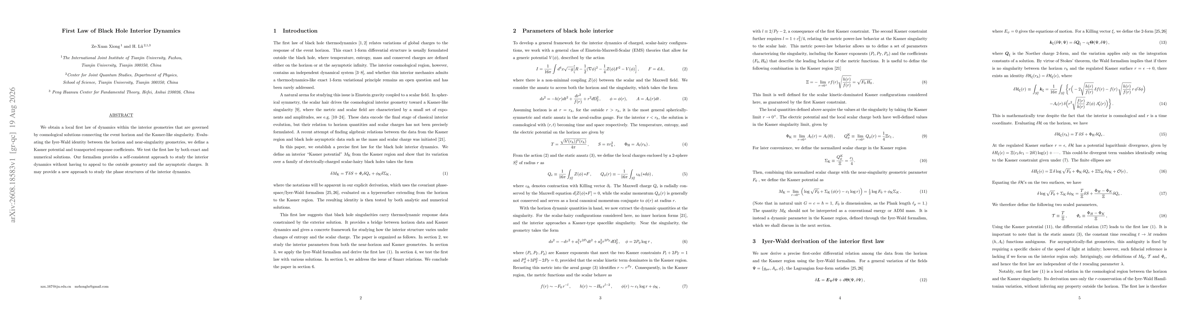 Thumbnail for First Law of Black Hole Interior Dynamics
