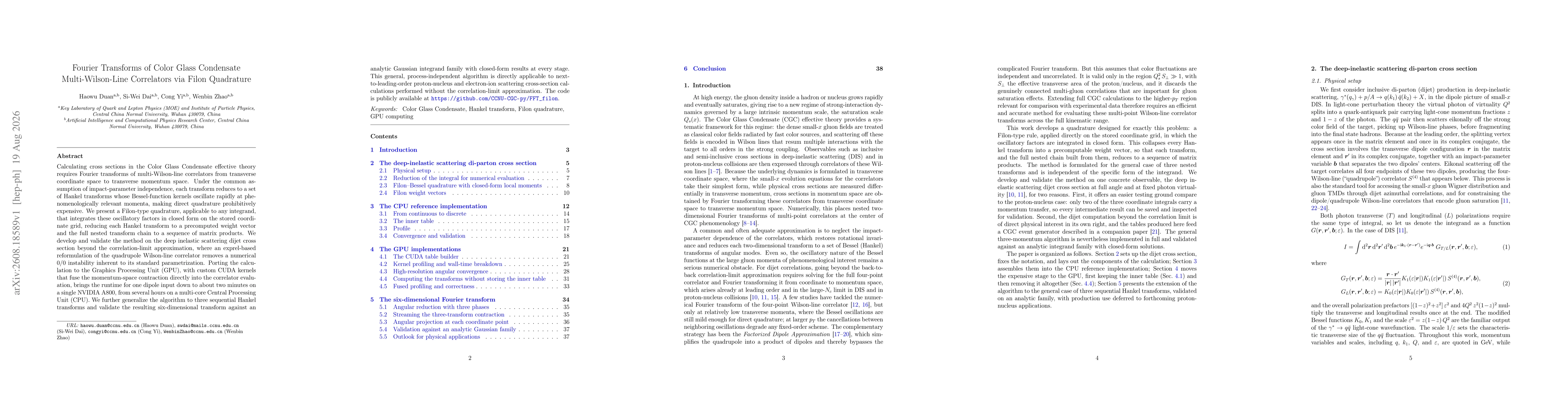 Thumbnail for Fourier Transforms of Color Glass Condensate Multi-Wilson-Line Correlators via Filon Quadrature