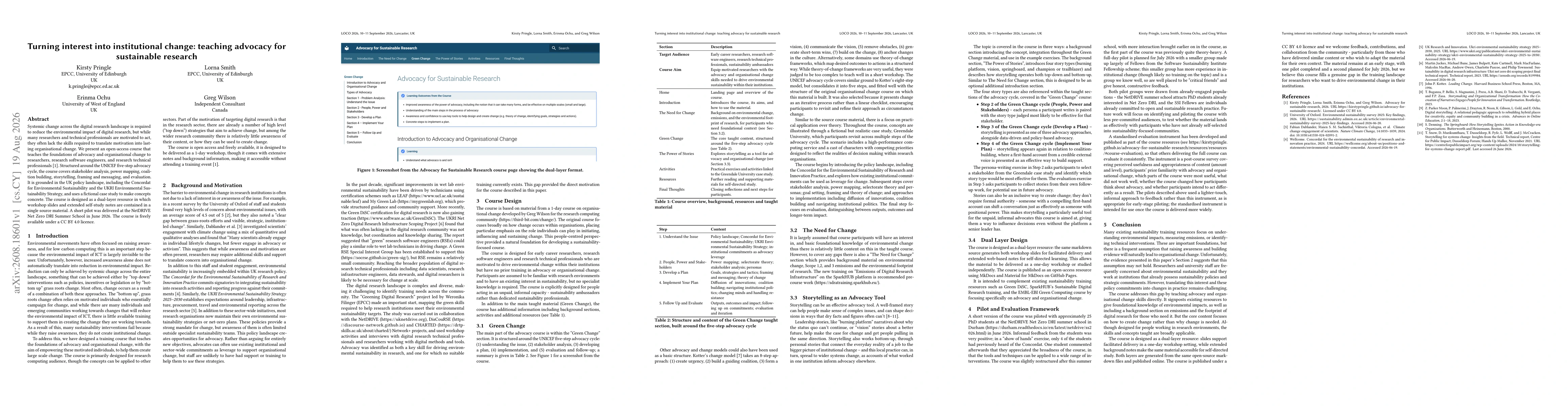 Thumbnail for Turning interest into institutional change: teaching advocacy for sustainable research