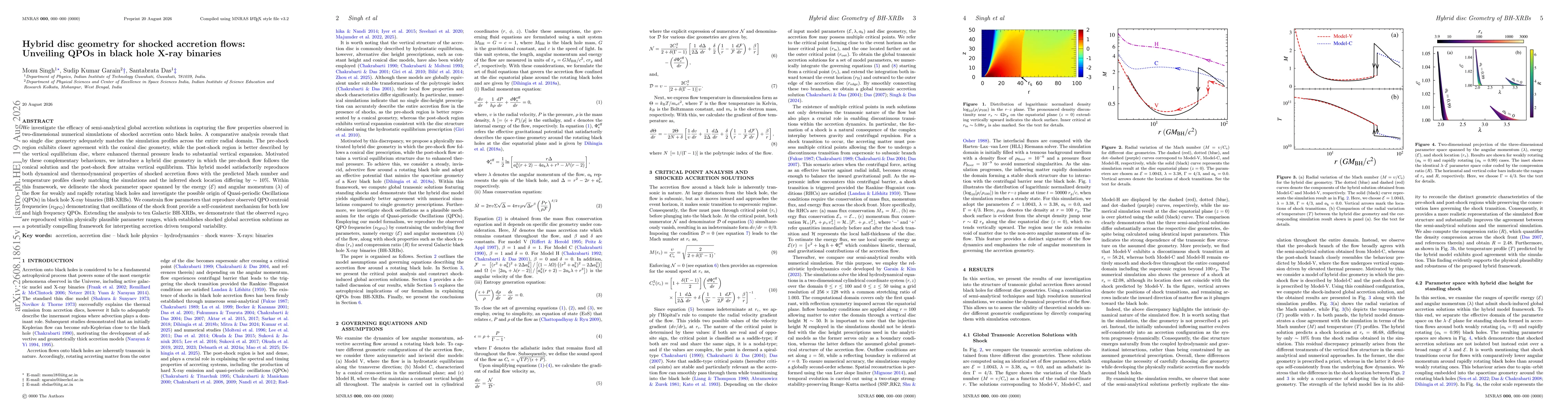 Thumbnail for Hybrid disc geometry for shocked accretion flows: Unveiling QPOs in black hole X-ray binaries