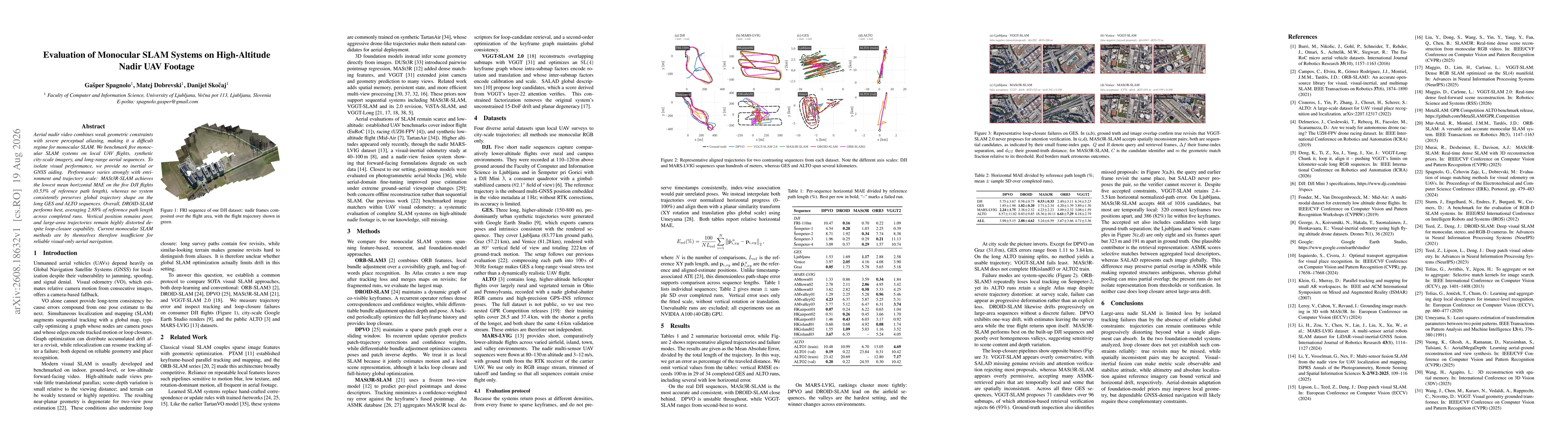 Thumbnail for Evaluation of Monocular SLAM Systems on High-Altitude Nadir UAV Footage