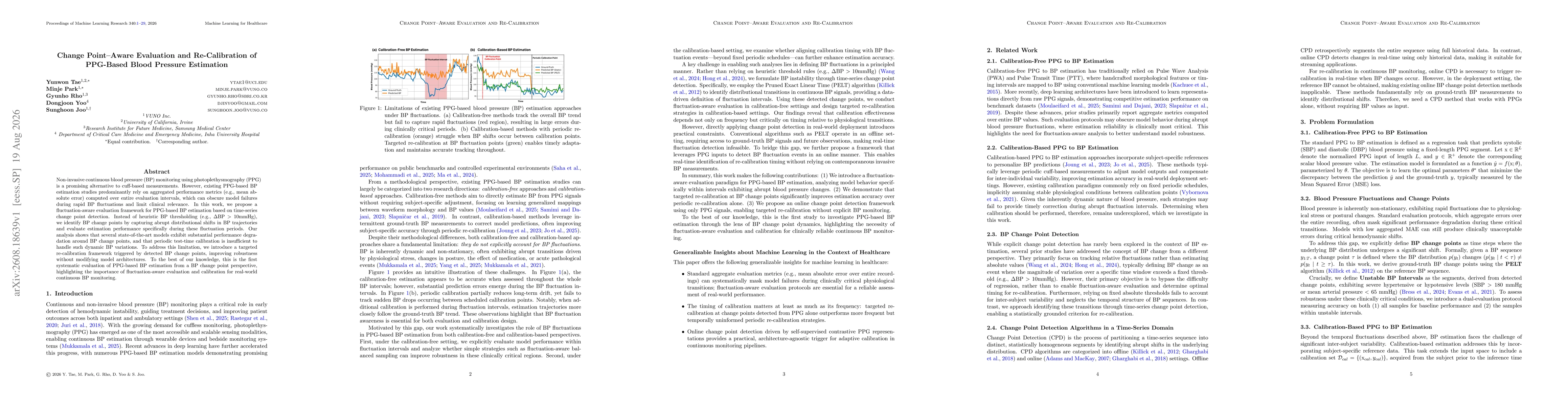 Thumbnail for Change Point--Aware Evaluation and Re-Calibration of PPG-Based Blood Pressure Estimation