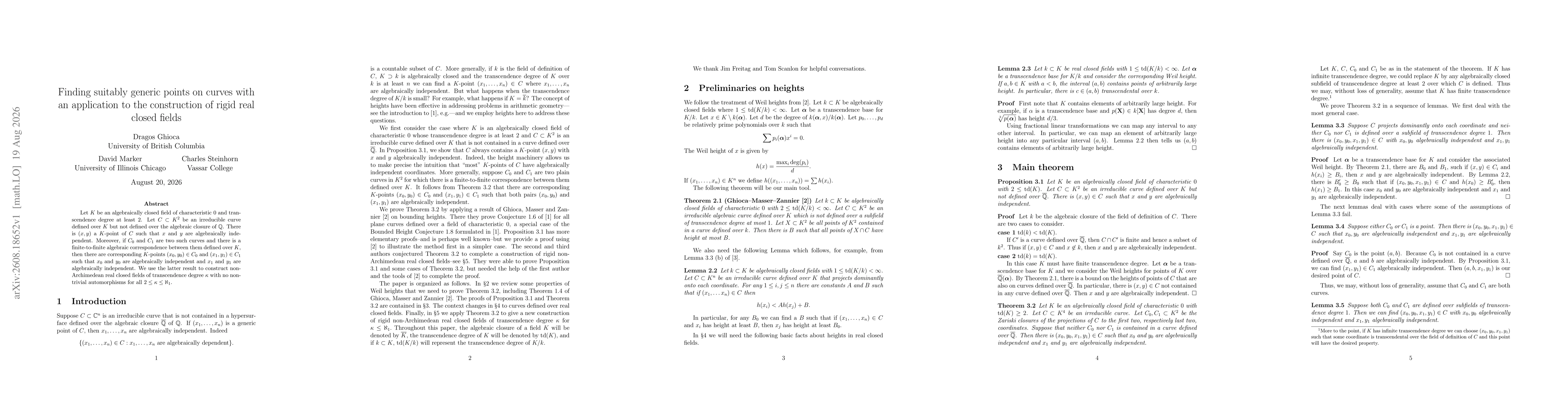 Thumbnail for Finding suitably generic points on curves with an application to the construction of rigid real closed fields
