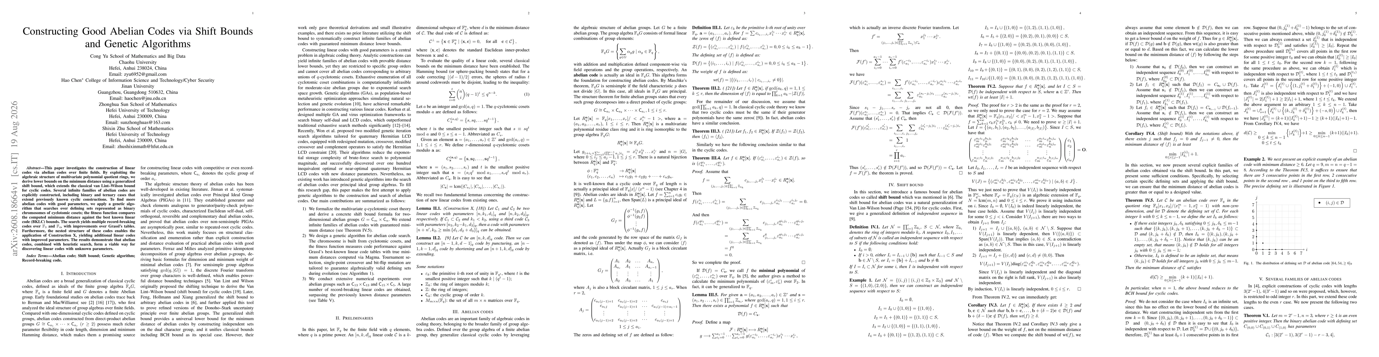 Thumbnail for Constructing Good Abelian Codes via Shift Bounds and Genetic Algorithms