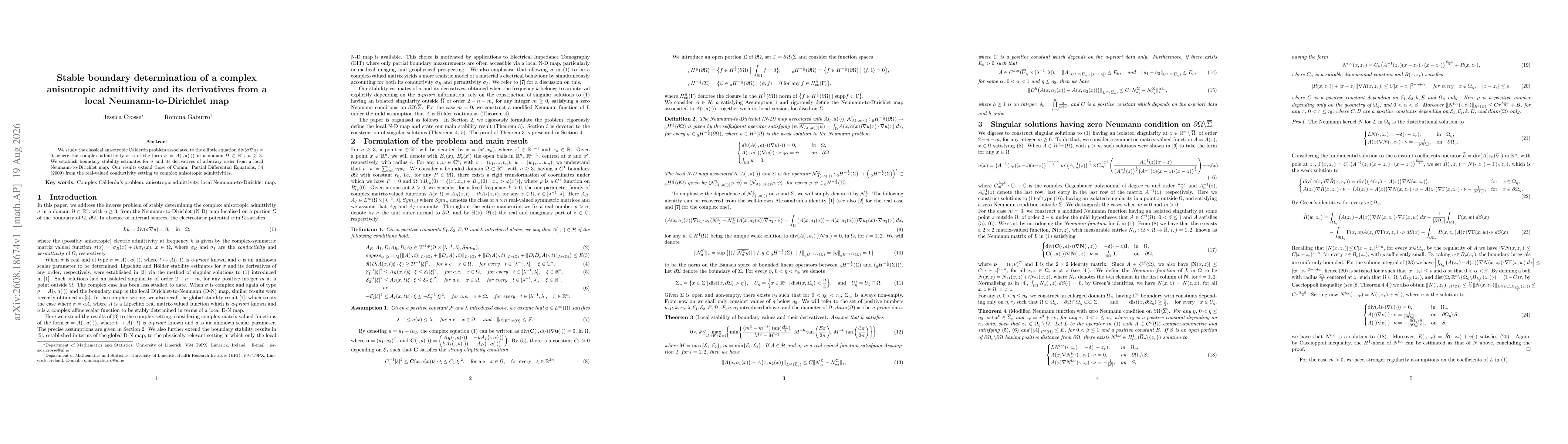 Thumbnail for Stable boundary determination of a complex anisotropic admittivity and its derivatives from a local Neumann-to-Dirichlet map
