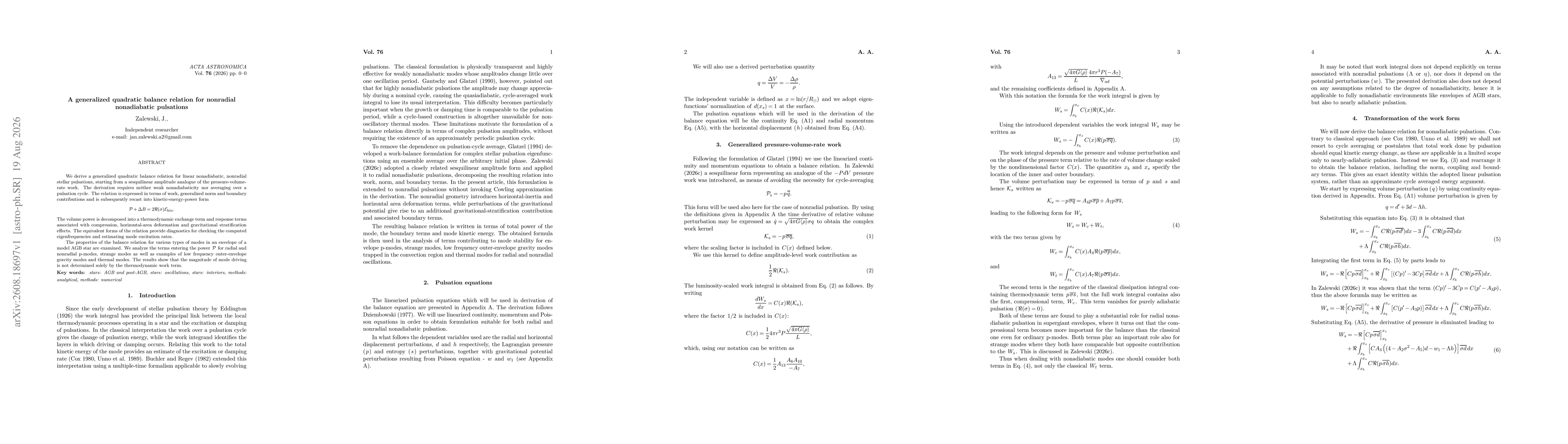 Thumbnail for A generalized quadratic balance relation for nonradial nonadiabatic pulsations
