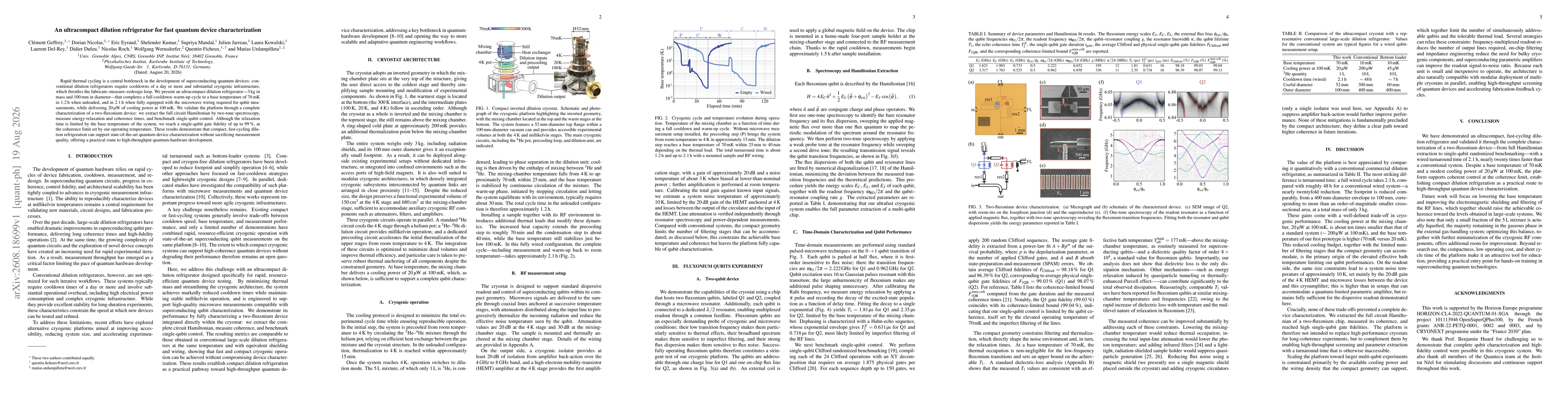 Thumbnail for An ultracompact dilution refrigerator for fast quantum device characterization