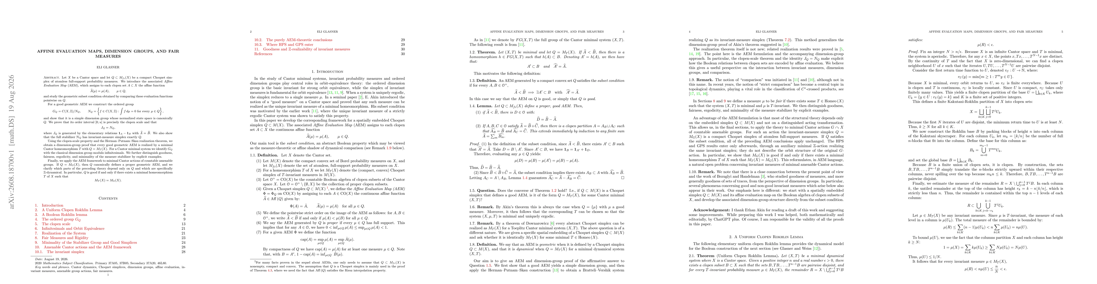 Thumbnail for Affine Evaluation Maps, Dimension Groups, and Fair measures