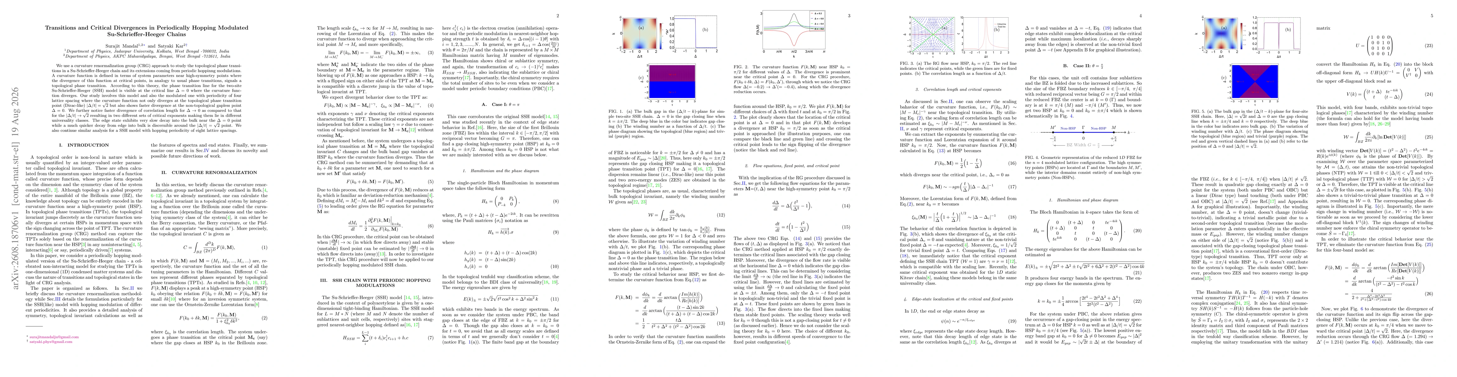 Thumbnail for Transitions and Critical Divergences in Periodically Hopping Modulated Su-Schrieffer-Heeger Chains