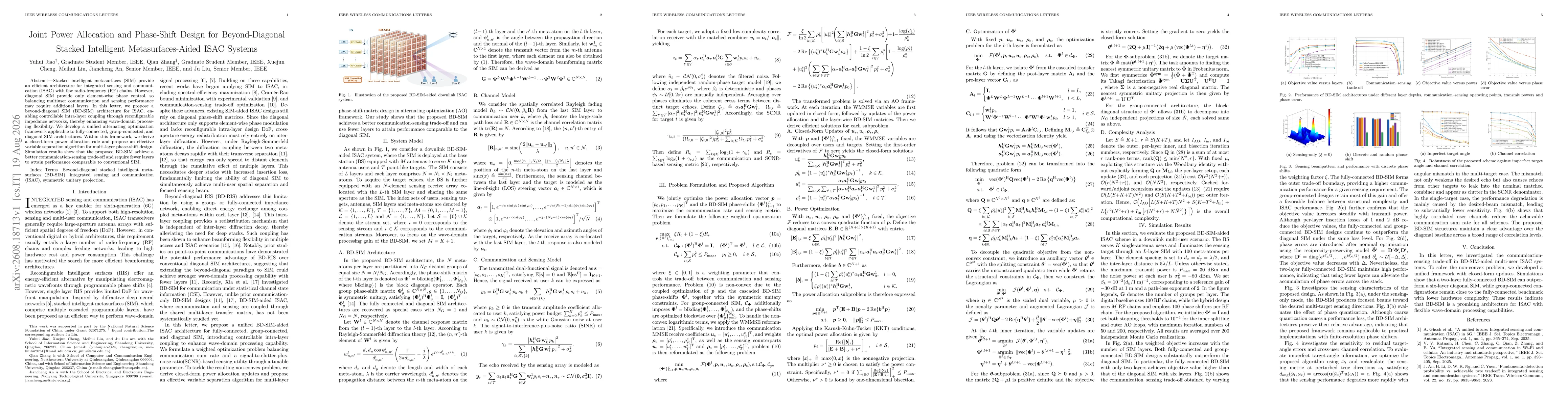 Thumbnail for Joint Power Allocation and Phase-Shift Design for Beyond-Diagonal Stacked Intelligent Metasurfaces-Aided ISAC Systems