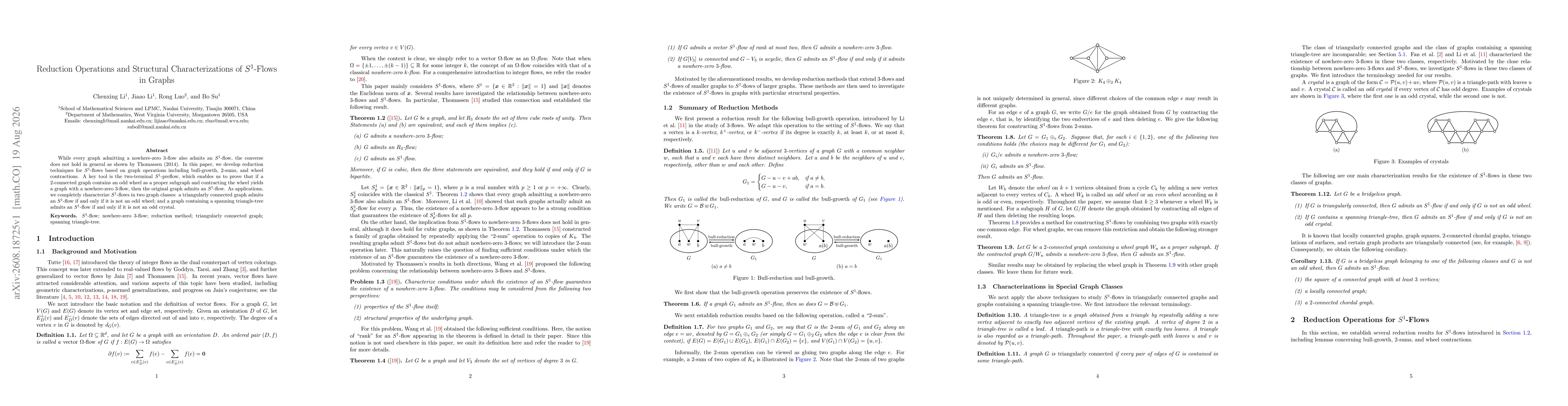 Thumbnail for Reduction Operations and Structural Characterizations of $S^1$-Flows in Graphs