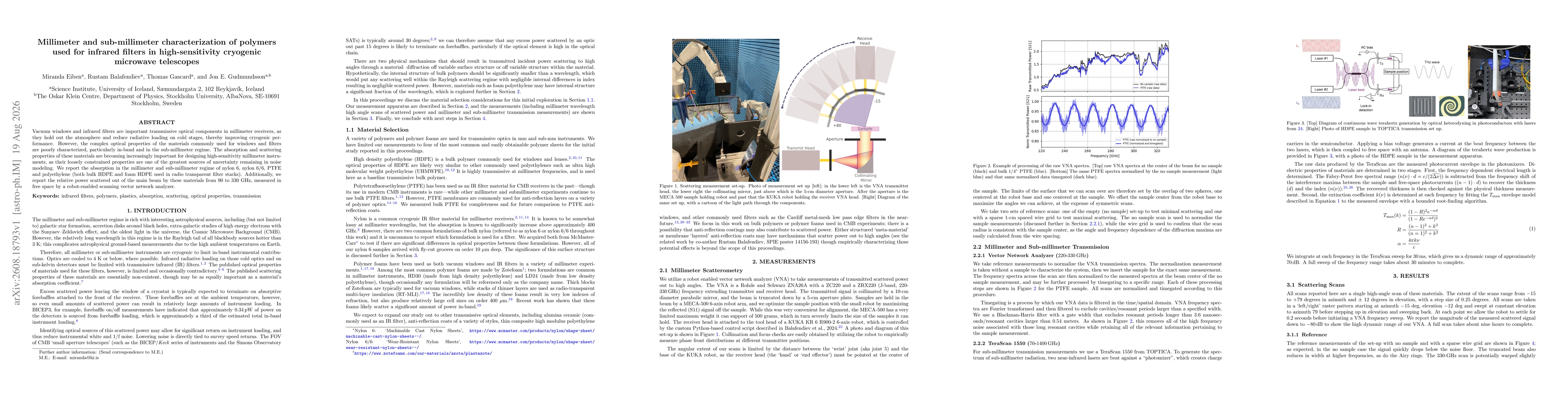 Thumbnail for Millimeter and sub-millimeter characterization of polymers used for infrared filters in high-sensitivity cryogenic microwave telescopes