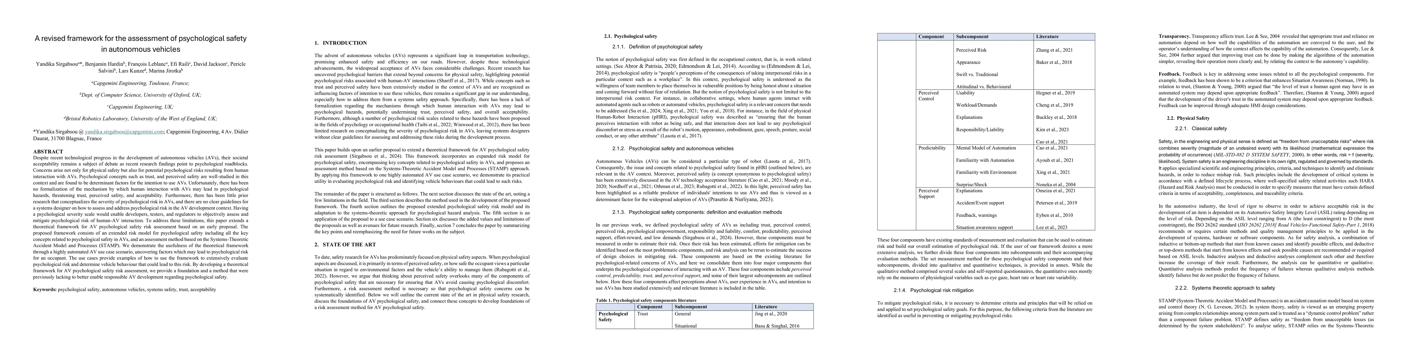 Thumbnail for A revised framework for the assessment of psychological safety in autonomous vehicles