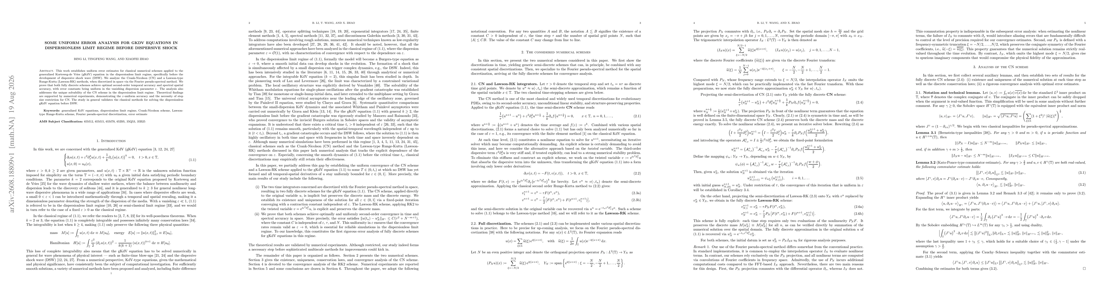 Thumbnail for Some uniform error analysis for gKdV equations in dispersionless limit regime before dispersive shock