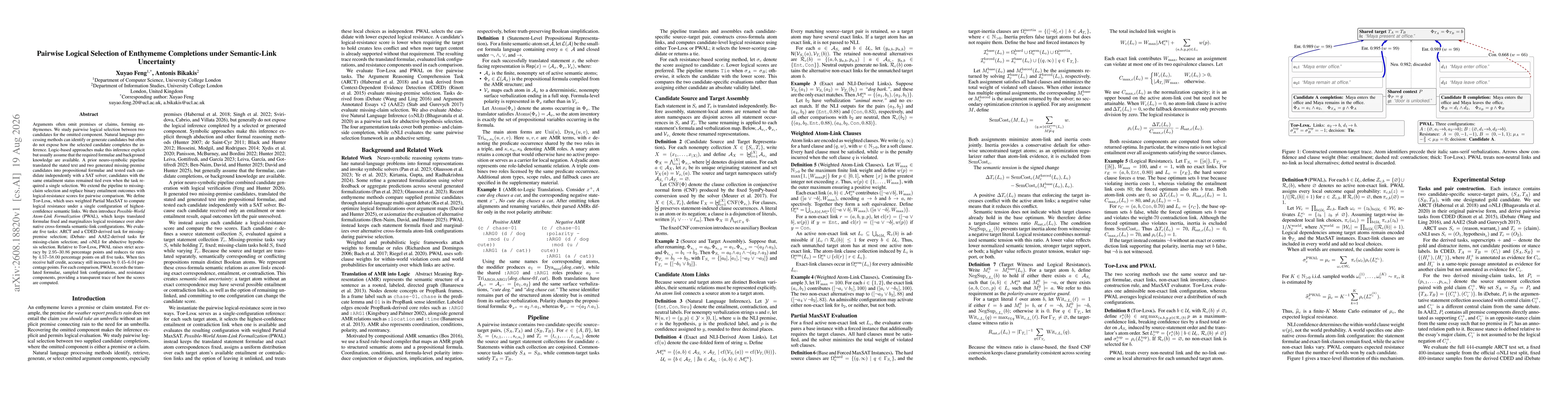 Thumbnail for Pairwise Logical Selection of Enthymeme Completions under Semantic-Link Uncertainty