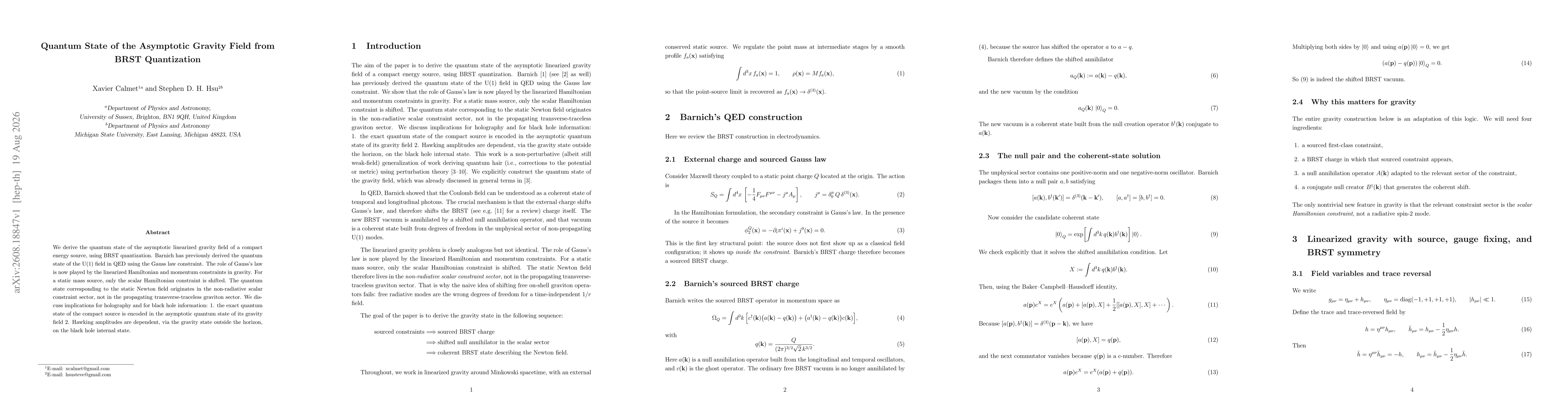 Thumbnail for Quantum State of the Asymptotic Gravity Field from BRST Quantization