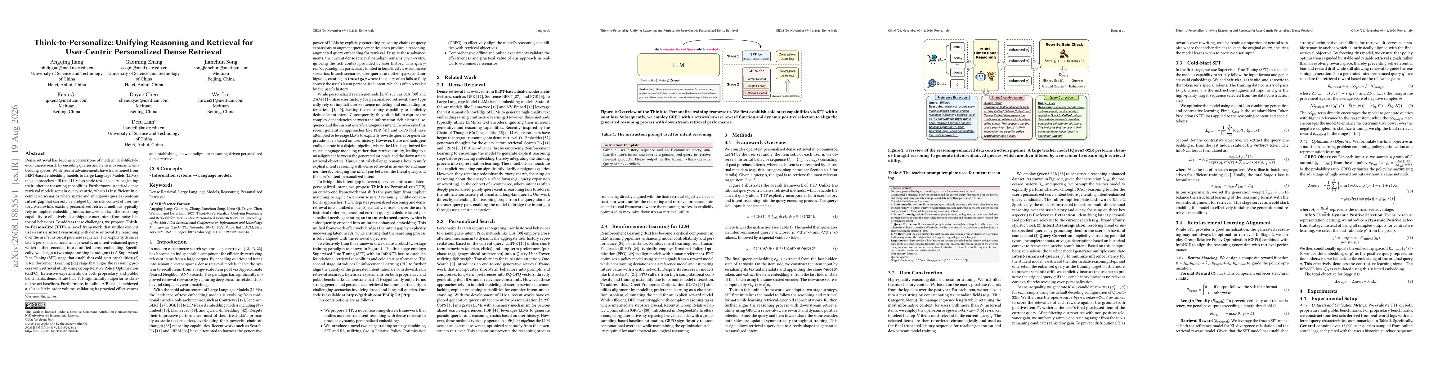 Thumbnail for Think-to-Personalize: Unifying Reasoning and Retrieval for User-Centric Personalized Dense Retrieval