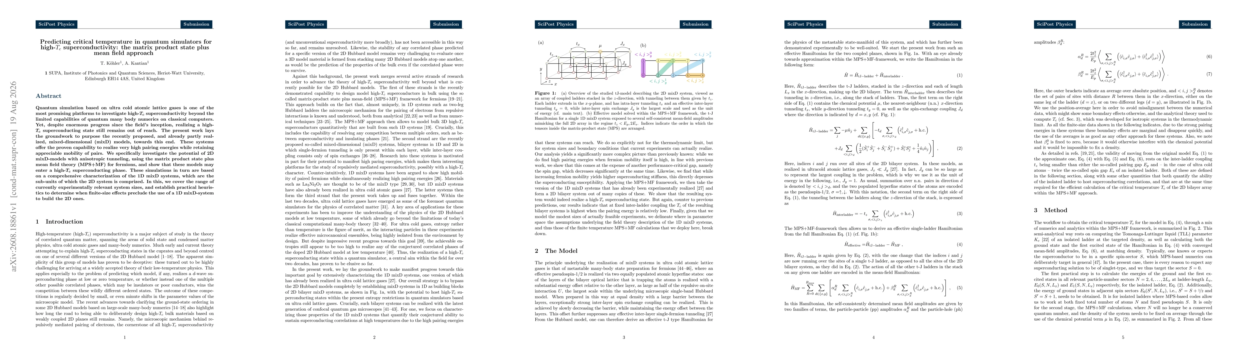 Thumbnail for Predicting critical temperature in quantum simulators for high-$T_c$ superconductivity: the matrix product state plus mean field approach