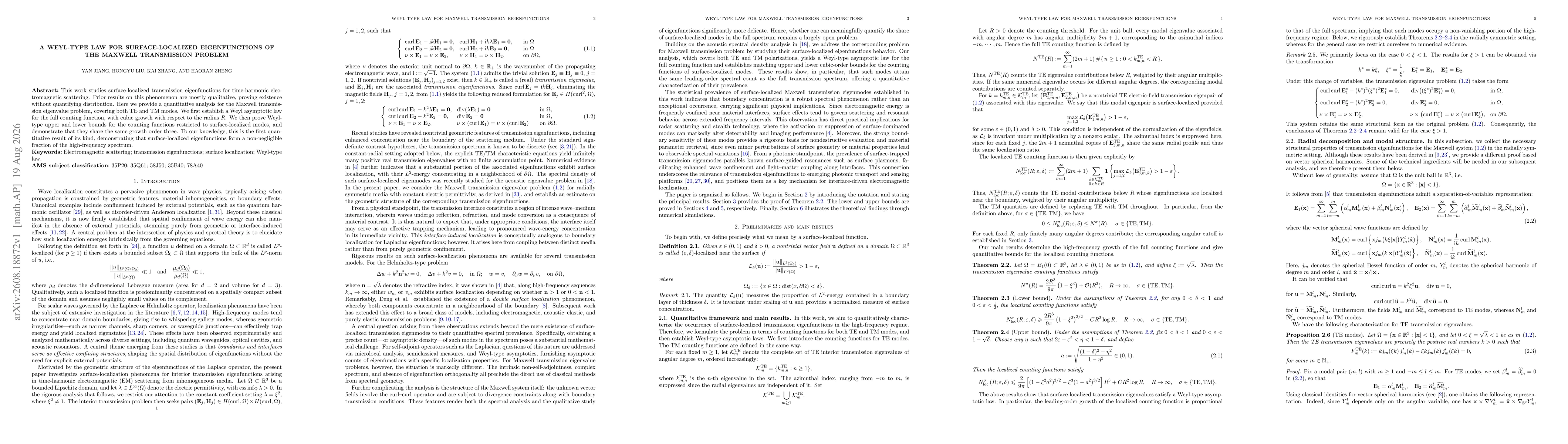 Thumbnail for A Weyl-type law for surface-localized eigenfunctions of the Maxwell transmission problem