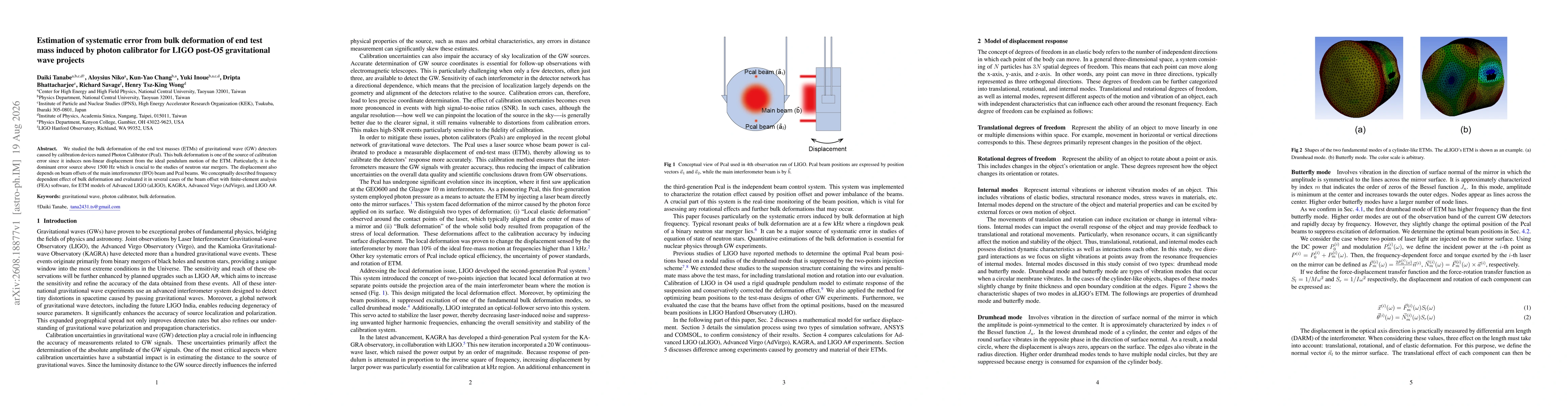 Thumbnail for Estimation of systematic error from bulk deformation of end test mass induced by photon calibrator for LIGO post-O5 gravitational wave projects