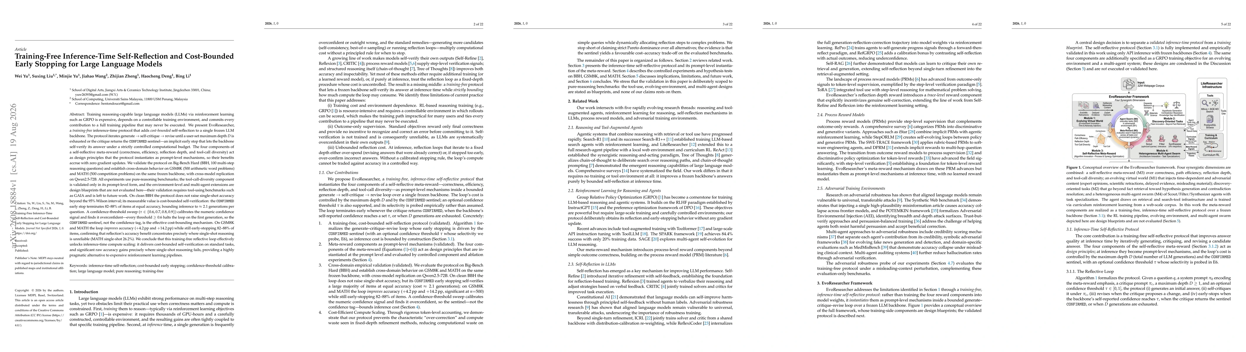 Thumbnail for Training-Free Inference-Time Self-Reflection and Cost-Bounded Early Stopping for Large Language Models