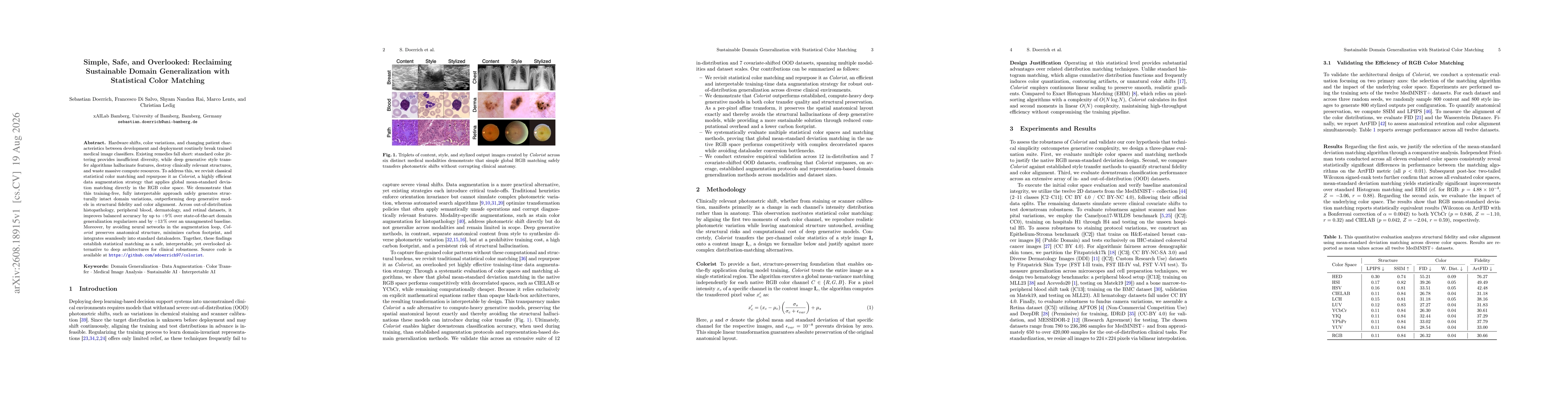 Thumbnail for Simple, Safe, and Overlooked: Reclaiming Sustainable Domain Generalization with Statistical Color Matching