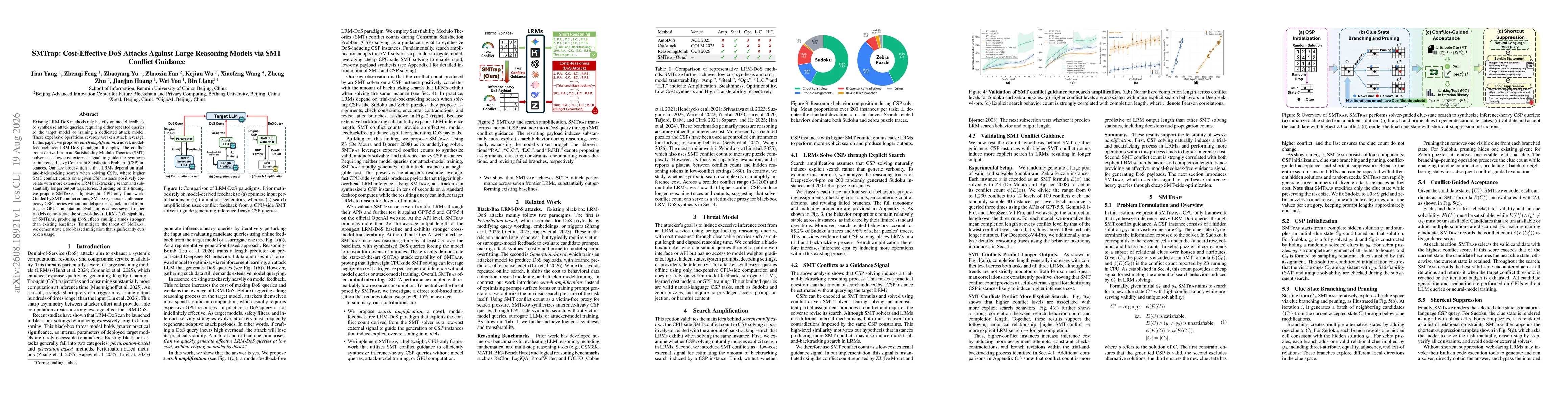 Thumbnail for SMTrap: Cost-Effective DoS Attacks Against Large Reasoning Models via SMT Conflict Guidance
