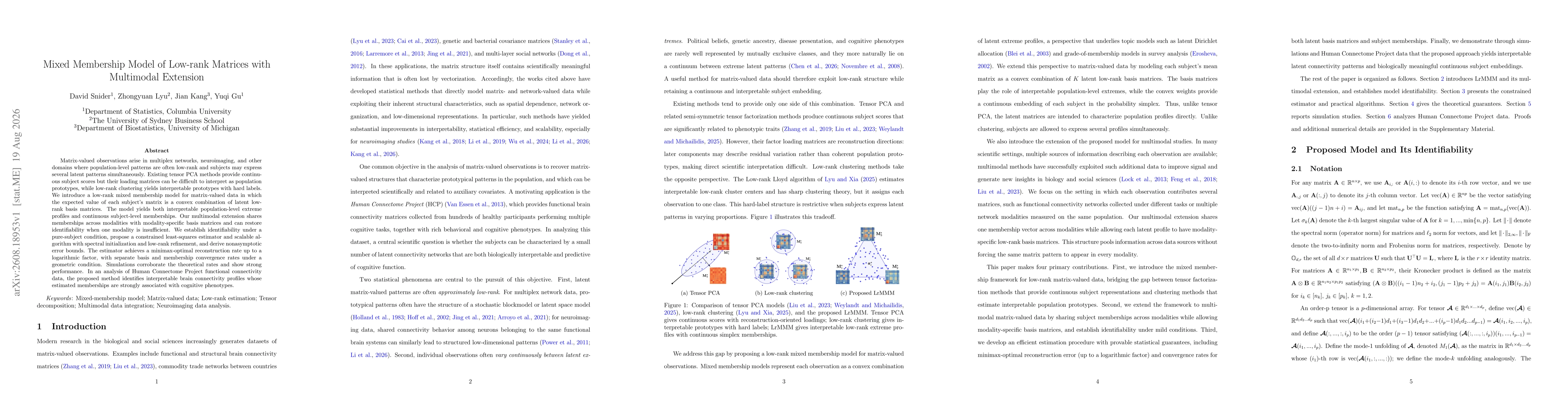Thumbnail for Mixed Membership Model of Low-rank Matrices with Multimodal Extension